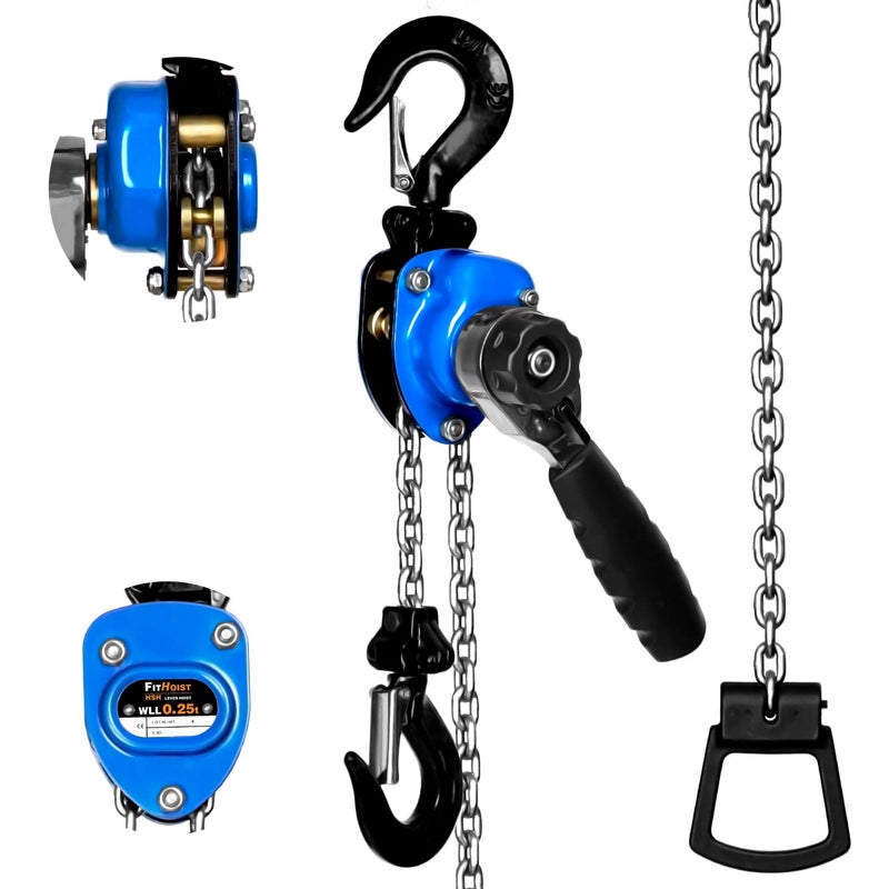 FITHOIST Mini Chain Hoist 1/4 ton 550Lbs Capacity 10ft Lift Small Come Along Alloy Steel G80 Chain 2 Heavy Duty Hooks  Manual lever chain hoist for Garages Warehouse Automotive Machinery - Image 1